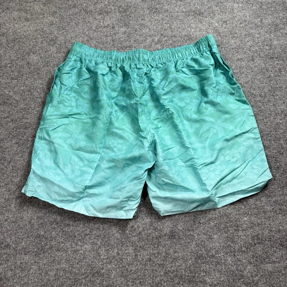 Men's Mint Green Floral Swim Trunks Shorts Aqua‎ Tropical Hibiscus Print Size 2X
